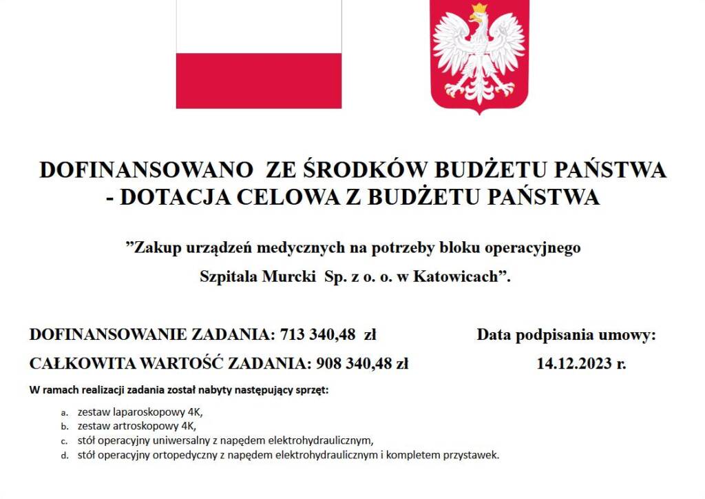 DOFINANSOWANO ZE ŚRODKÓW BUDŻETU PAŃSTWA